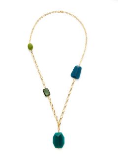 Green & Teal Agate Pendant Necklace by AV Max