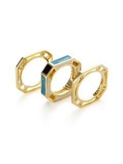 Set Of 3 Gold Cutout Rings by Glitterrings