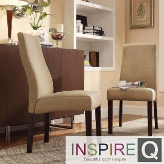 Inspire Q Marcey Tan Linen Wave Back Dining Chair (set Of 2)