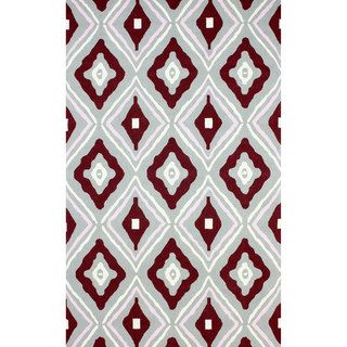 Nuloom Hand hooked Modern Square In Square Burgundy Wool Rug (76 X 96)