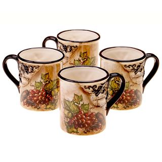 Hand painted Tuscan View 16 ounce Mugs (set Of 4)