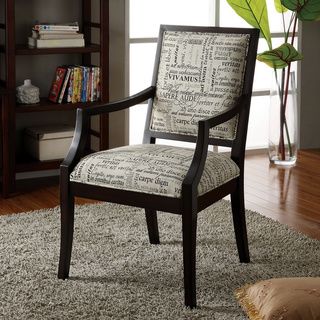 Furniture Of America Brawzie Script Printed Fabric Accent Chair