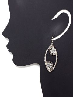 Silver & Pyrite Oval Drop Earrings by Miguel Ases