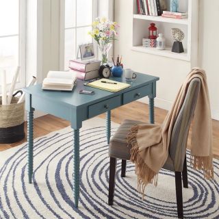 Inspire Q Clare Teal Helix Legs 2 drawer Office Desk