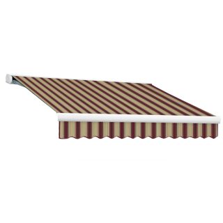 Awntech 10 ft Wide x 8 ft Projection Burgundy/Tan Multi Striped Slope Patio Retractable Remote Control Awning