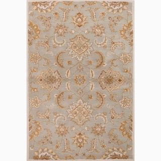Hand made Blue/ Ivory Wool Easy Care Rug (8x10)