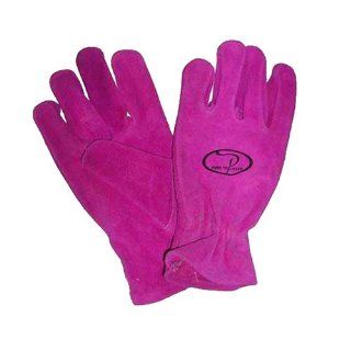 Pink Leather Work Gloves   Girlgear 00066   Size LARGE    