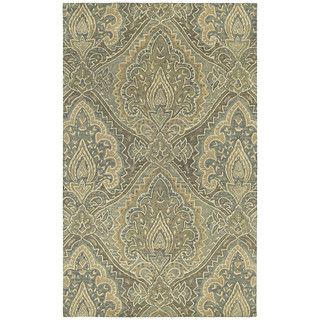 St. Joseph Sage Damask Hand tufted Wool Rug (96 X 13)