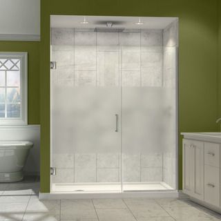 Dreamline Unidoor Plus 72 In. H X 36   37 In. W Frameless Hinged Shower Door, Half Frosted Glass