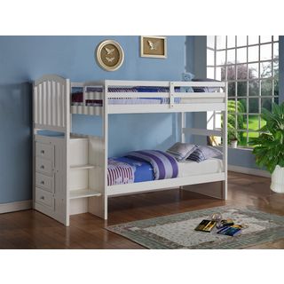 Donco Kids Donco Kids Arch Mission White Stairway Bunk Bed White Size Twin