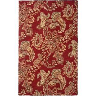 Hand tufted Handicraft Imports Aisling Red Wool Blend Area Rug (5 X 8)