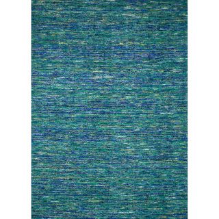 Handmade Estelle Blue Wool/ Silk Rug (50 X 76)