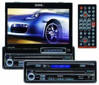 SSL SD704M In Dash Multi Media Receiver 7" Flip Out Widescreen Touchscreen TFT Monitor, USB and SD/MMC Card Ports, A/V Input, 85W x 4 Channels  Vehicle Dvd Players 