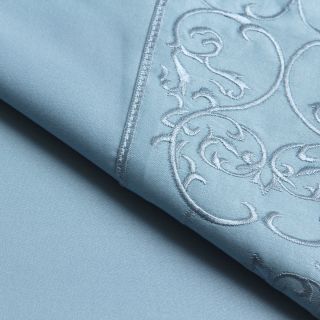 Mytex Llc Embroidered Cotton 400 Thread Count Sateen Sheet Set Blue Size Twin
