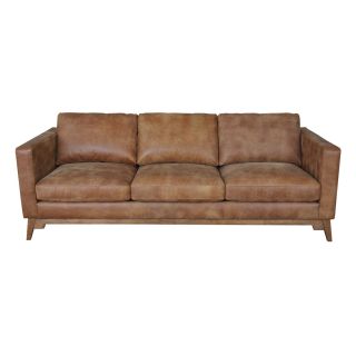 Filmore 89 inch Tan Leather Sofa