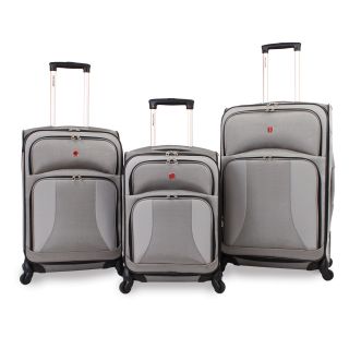 Swiss Gear 3 piece Grey Expandable Spinner Upright Luggage Set