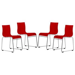 Moreno Transparent Red Acrylic Modern Chair (set Of 4)
