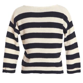 Club L Womens Striped Box Knitted Jumper   Navy/White      Womens Clothing
