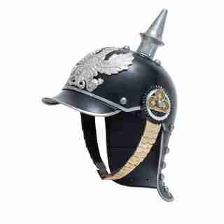 Black/ Silver Brass German Pickelhaube Helmet