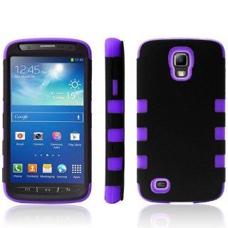 Avoi Combo Hard Soft Cover 3 in 1 Hybrid Plastic and Silicone Robot High Impact Samsung Galaxy S4 Active i9295 Armor Defender Case + Free Screen Protector (Purple) Cell Phones & Accessories
