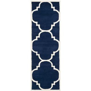 Safavieh Handmade Moroccan Chatham Dark Blue/ Ivory Wool Rug (23 X 13)
