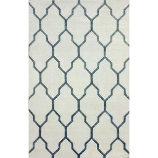 Nuloom Handmade Silver Trellis Wool/ Viscose Area Rug (5 X 8)