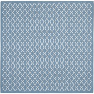 Safavieh Indoor/ Outdoor Courtyard Trellis pattern Blue/ Beige Rug (4 Square)
