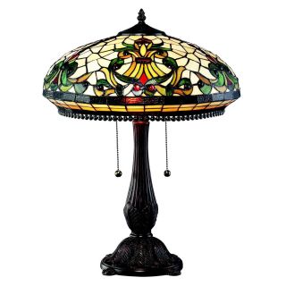 Z lite 24 inch Chestnut Bronze Multicolor Tiffany 2 light 60 watt Table Lamp
