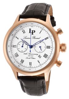 Lucien Piccard 30011 RG 02  Watches,90th Anniversary Ltd Ed Chrono Black Genuine Leather White Dial, Limited Edition Lucien Piccard Quartz Watches