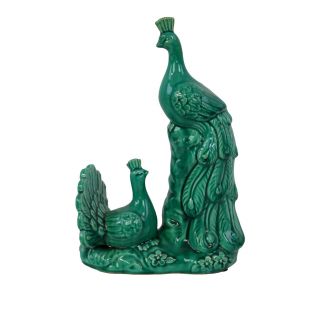 Turquoise Ceramic Decorative Peacock Bird Figurine