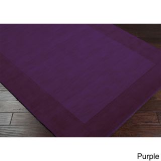 Surya Carpet, Inc Hand Loomed Odele Solid Bordered Tone on tone Wool Area Rug (8 X 11) Purple Size 8 x 11