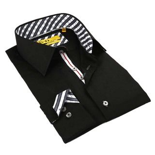 Coogi Brio Mens Black Stitched Collar Shirt Black Size S