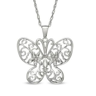Precious Moments® Diamond Accent Butterfly Pendant in Sterling Silver
