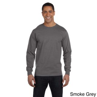 Hanes Hanes Mens Beefy t 6.1 ounce Cotton Long Sleeve Shirt Grey Size 3XL