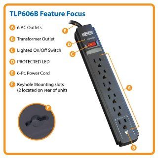 Tripp Lite TLP606B Surge Protector Strip 120V 6 Outlet 6ft Cord 790 Joule Black Electronics