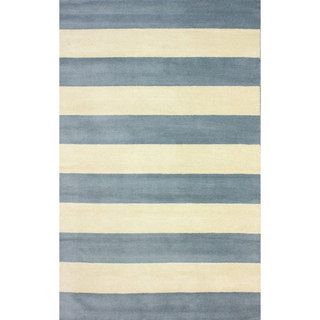 Nuloom Hand tufted Wide Stripes Blue New Zealand Wool Area Rug (5 X 8)