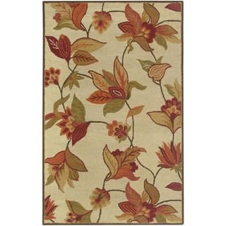 Hand tufted Handicraft Imports Aisling Beige Floral Wool blend Area Rug (5 X 8)
