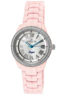 Invicta 10322  Watches,Womens Ceramics/Angel White Diamond White MOP Dial Pink Ceramic, Casual Invicta Quartz Watches