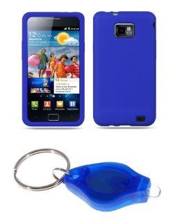 Premium Blue Silicone Soft Skin Case Cover + Atom LED Keychain Light for Samsung Galaxy S II SGH I777 (AT&T) Cell Phones & Accessories