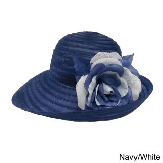 Swan Hat Swan Hat Womens Organza Packable Bucket Hat With Floral Applique Navy Size Adjustable