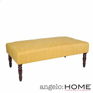 Angelohome Margaux Golden Yellow Groove Tufted Cocktail Ottoman