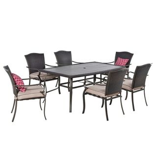 7 piece Aluminum Rattan Outdoor Dining Set With Cushions