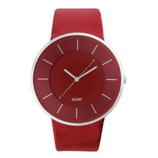 Alessi Luna Leather Watch AL80 Color Dark Red