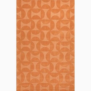 Hand made Orange Wool Textured Rug (8x11)