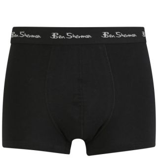 Ben Sherman Mens 2 Pack Stripe Trunks   Grey Marl/Black      Mens Underwear