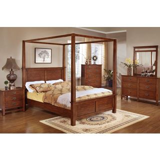 Cdecor Sunny Poster Bed 5 piece Set Brown Size Queen