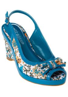 Porch Swing Peep Toes in Blue  Mod Retro Vintage Wedges