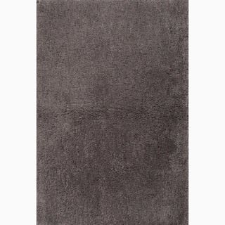 Handmade Solid Pattern Gray Polyester Rug (2 X 3)