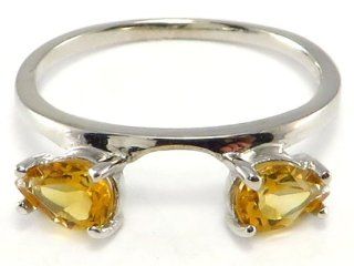 Large Pear Citrine Ring Wrap Guard Enhancer 10k white gold Jewelry