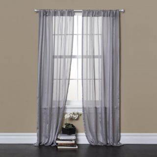 Lush Decor Rhythm Grey 84 Inch Sheer Curtain Panel Pair